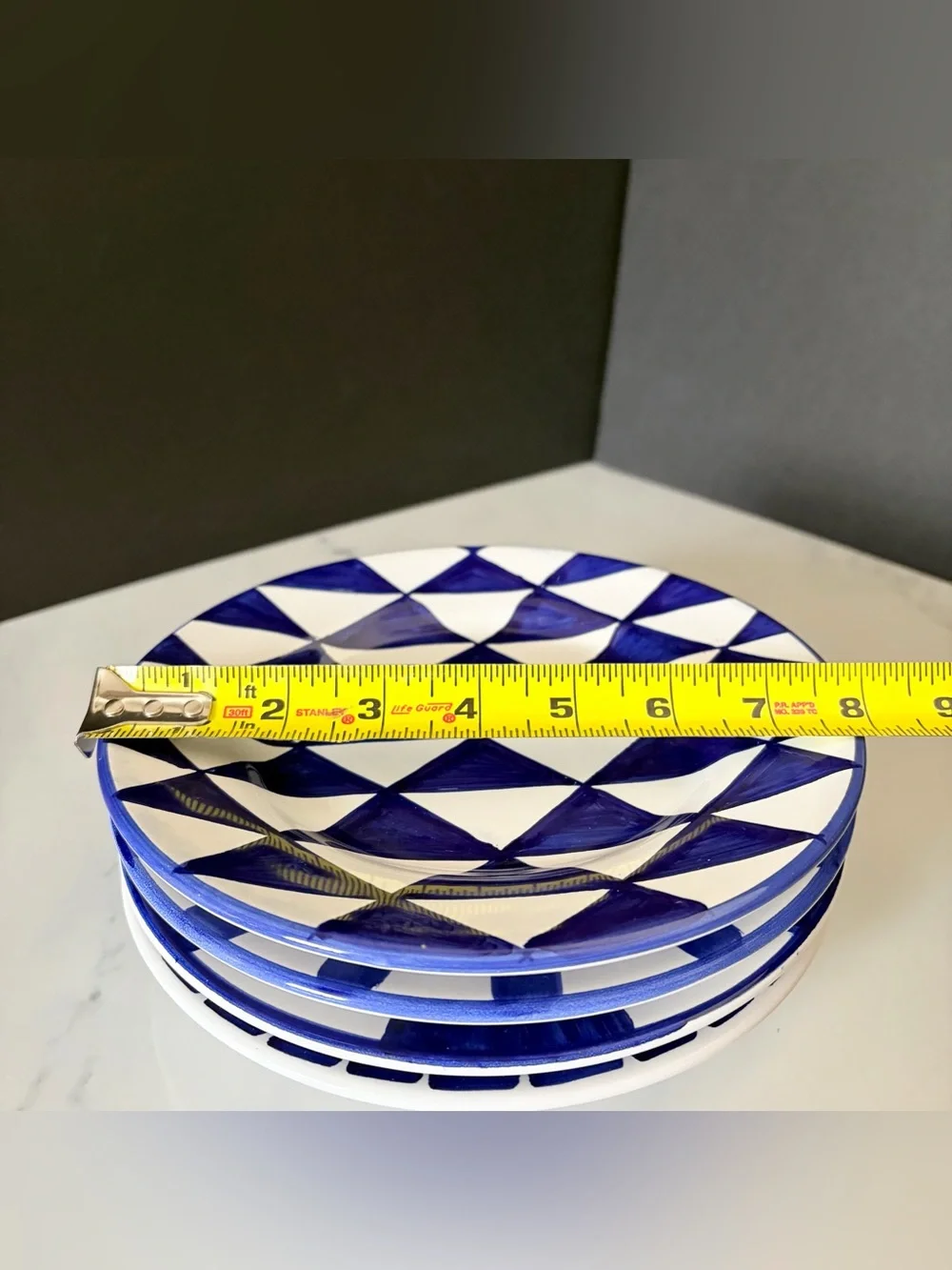 SET of 4 Blue & White Salad Plates by Vietri